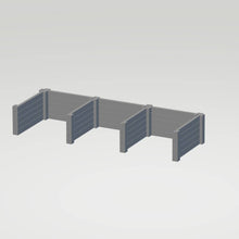 This is the supply of 2 coal bunkers 324 one has 2 bays and the other has 3 bays. These coal bunkers are supplied in brown and can be painted and weathered accordingly.  00  Gauge Scale 1.76