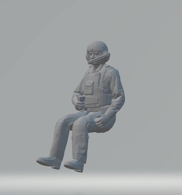 Highley detailed Full body of a Jet Fighter Pilot tall looking right 70mm (when standing) scale 1:24