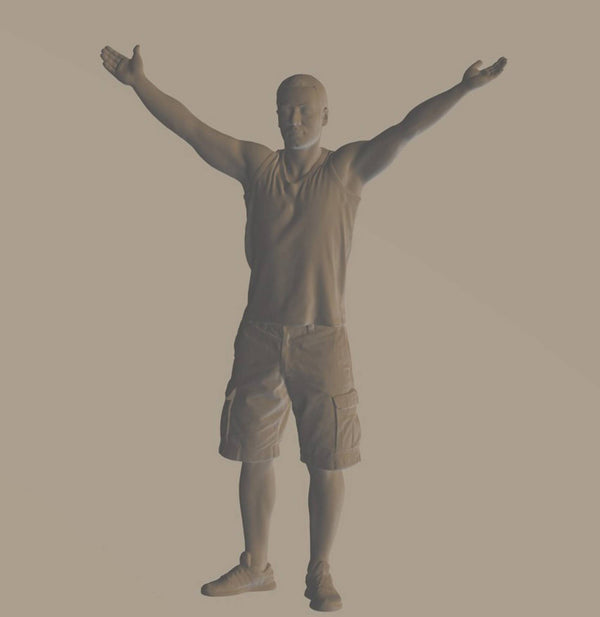 Highly-detailed Figure of a Man Waving 139  ,70mm high from 3dClever Scale 1:24
