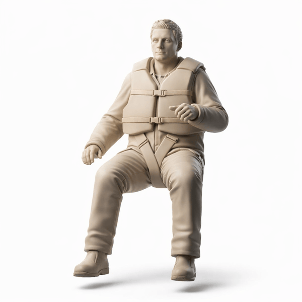 Model figure of Boat Helmsman 125 mm high 1:8 scale,  made by 3dclever