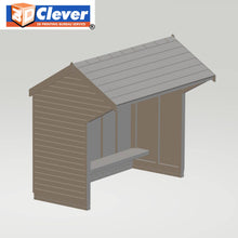 This is a wooden waiting bus shelter 323 with a seat  4mm   Gauge Scale 1.148