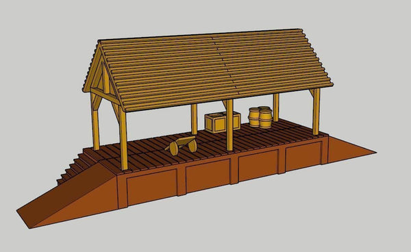 A wooden undercover Platform supplied as a kit 320  4mm Gauge Scale 1.148