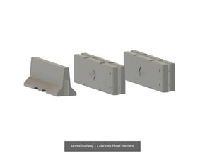 Supply of 3 Concrete Barriers consisting of one triangular base and 2 rectangular  .Supplied in white ready for painting. G Gauge Scale 1.24