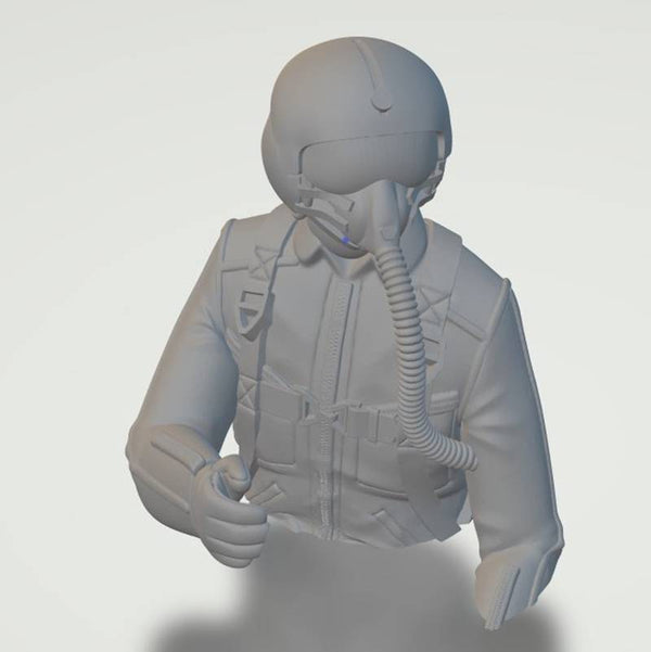 Highly-detailed Model Figure of a Helicopter Pilot with visor 30 mm high from 3Dclever scale 1:24