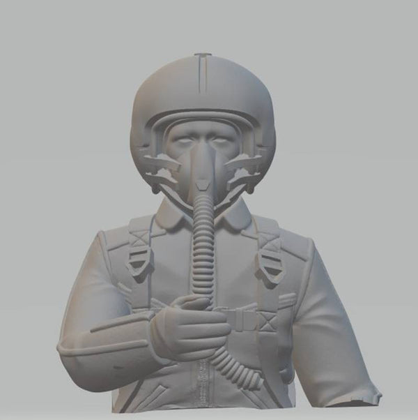 Highly-detailed Model Figure of a Helicopter Pilot with no visor 30 mm high from 3Dclever scale 1:24