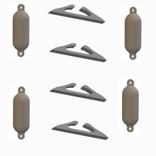 A Detailed set of 4 Model Boat Sailing Fairleads (25mm long) 4 Fenders (25mm long)