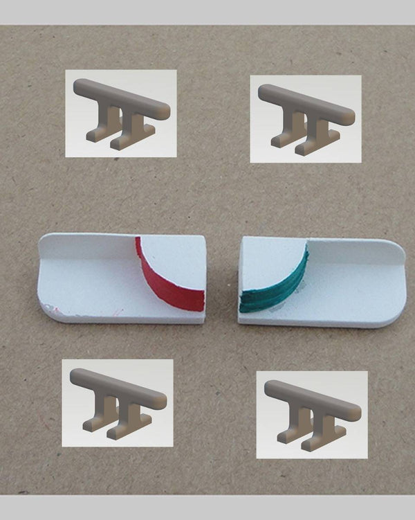 A set of 4 Model Boat Cleats 25mm long + set of Navigational Lights 25mm long