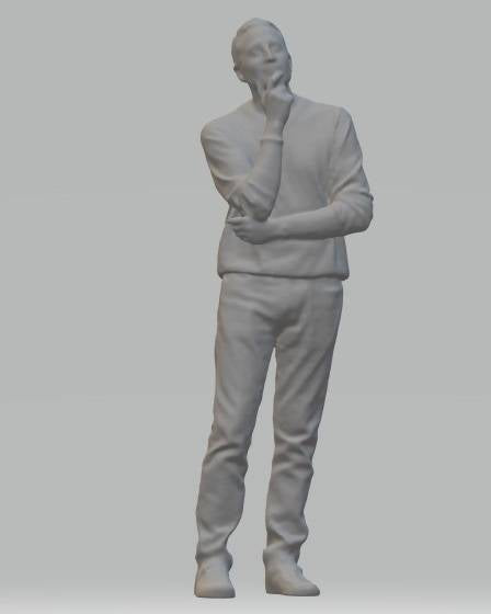 A Model Figure of a Man in Thought 07  (70mm high) G Gauge