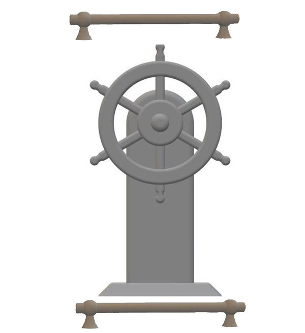 A Model boat Steering Wheel  (22mm high) + 2 Handrails