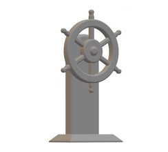 A Model boat Steering Wheel  (22mm high) + 2 Handrails