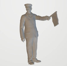 Exclusive Railway Worker Figure with flag 354 G Gauge 70mm Scale 1.24