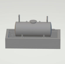 Supply of one oil tank in a brick bund . This comes in 2 parts and is  supplied in white ready for painting. 0 Gauge Scale 1.48